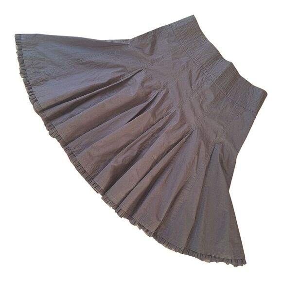 NWT CAbi #480 Masai Tulle Trimmed Flare Skirt Cotton Chocolate Brown Coconut 8 - Picture 11 of 13
